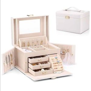 VLANDO White Jewelry Box Organizer with Mirror ✨
